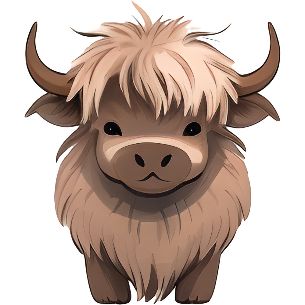 Cartoon Highland Cows Fabric Panel 3