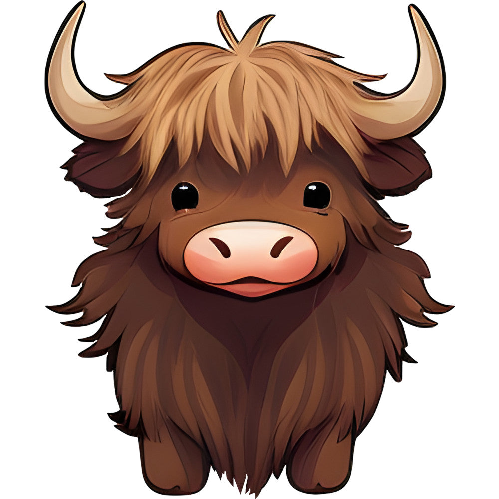 Cartoon Highland Cows Fabric Panel 4
