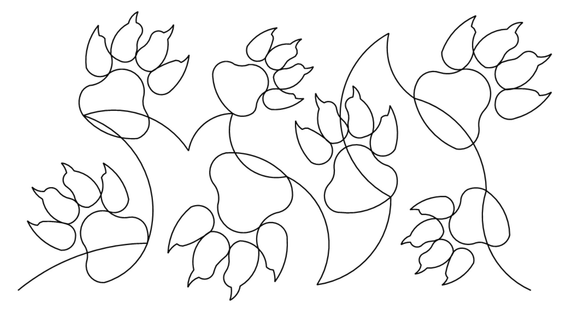 Cat Pawprints Digital E2E Wildflower Quilting Pantograph Close Up