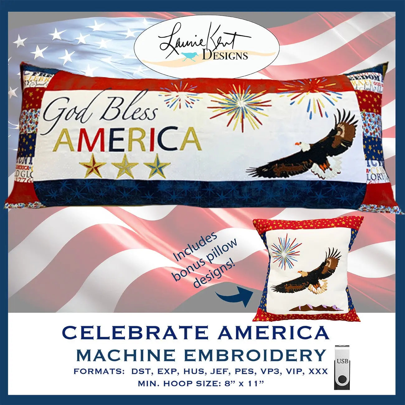 Celebrate America PLW Embroidery USB - Linda's Electric Quilters