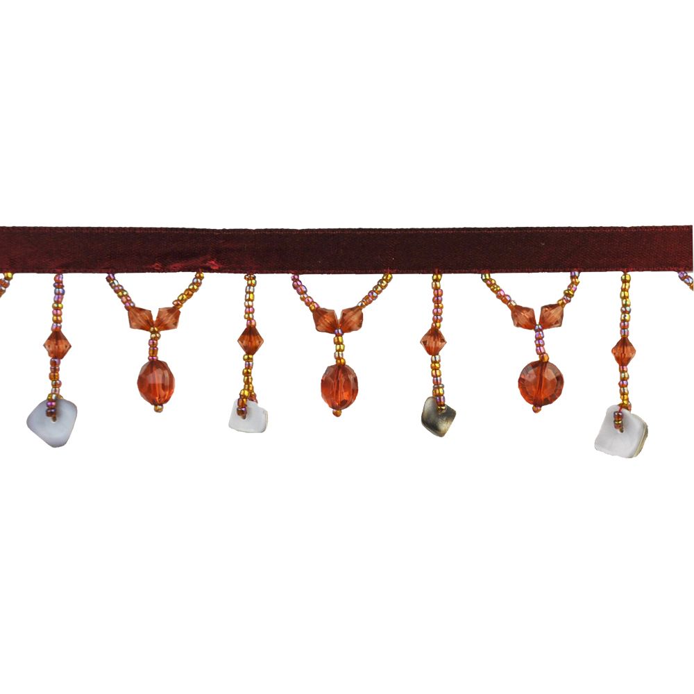Charm Collection - 2" wide SHELL BEADED FRINGE (15 YDS) - BB-919-18 Rust