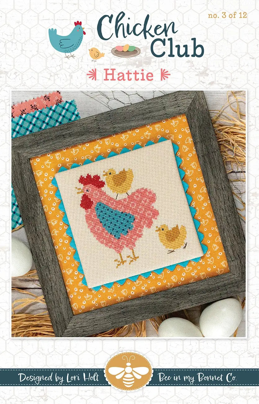 Chicken Club Cross Stitch Pattern of the Month 3 Hattie Checker Distributor