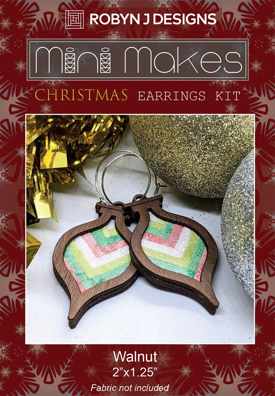 Christmas Bauble Earring Walnut - Linda's Electric Quilters