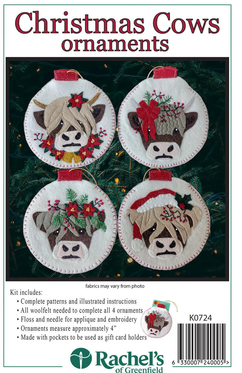 Christmas Cows Ornament Kit - Linda's Electric Quilters