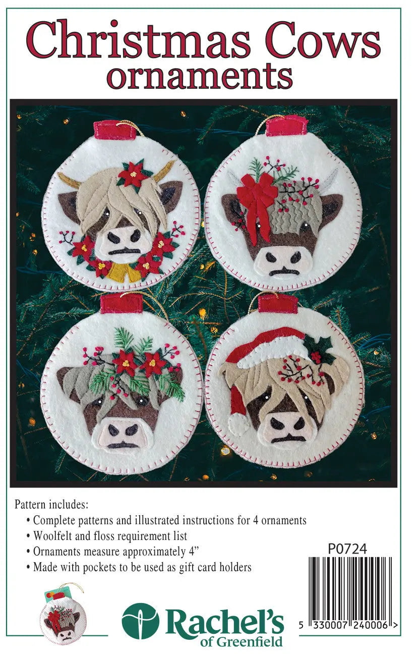 Christmas Cows Ornament Pattern - Linda's Electric Quilters