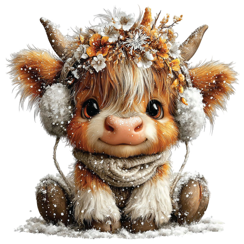 Christmas Highland Cow Fabric Panel 13