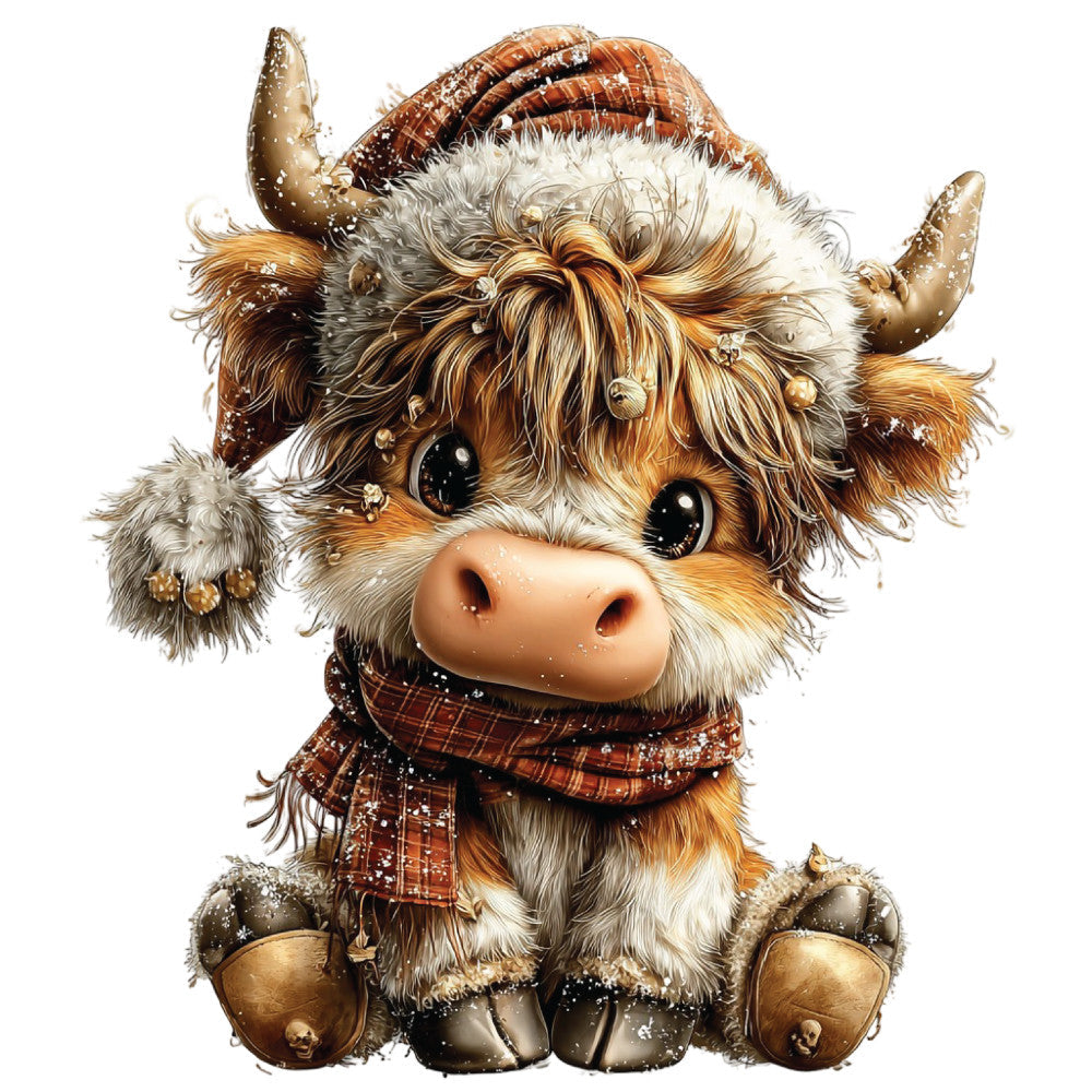 Christmas Highland Cow Fabric Panel 15