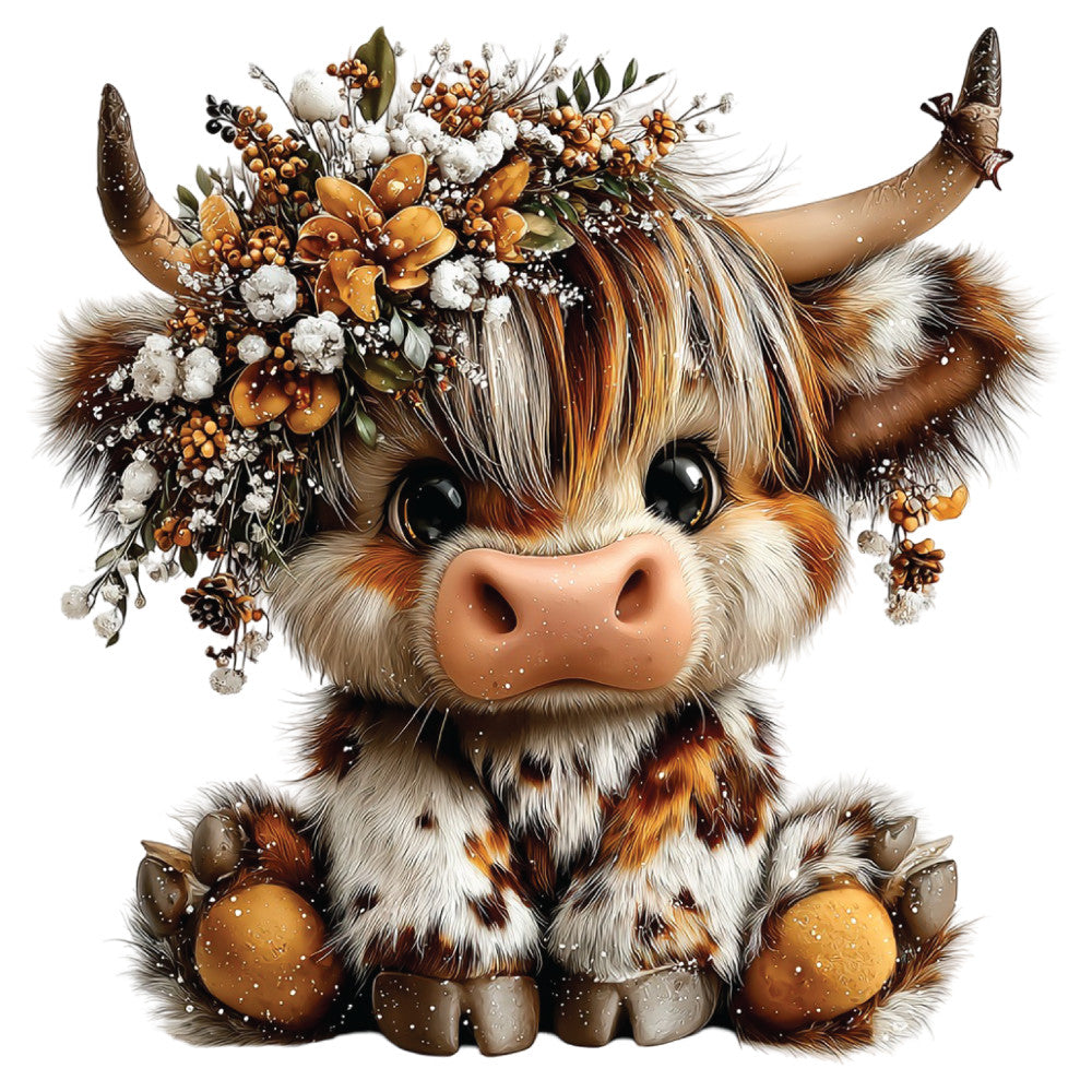Christmas Highland Cow Fabric Panel 25