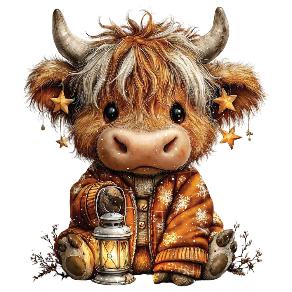 Christmas Highland Cow Fabric Panel 30