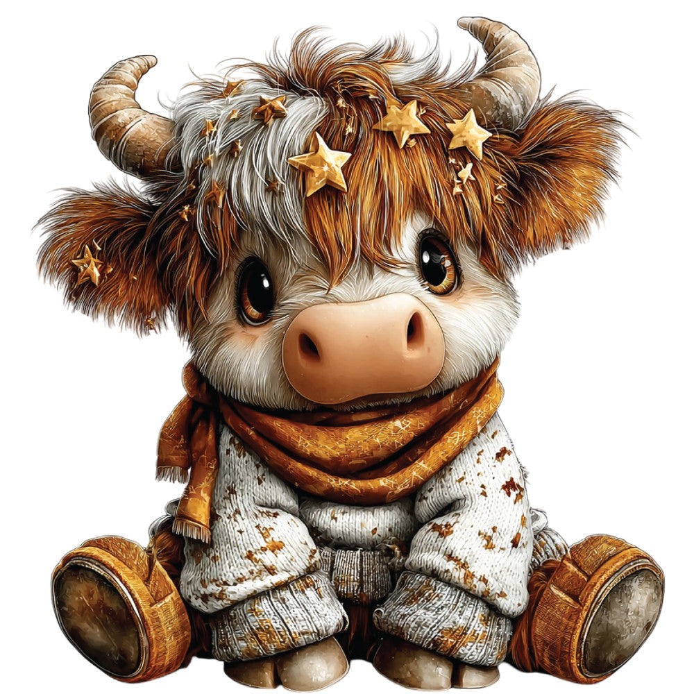 Christmas Highland Cow Fabric Panel 33