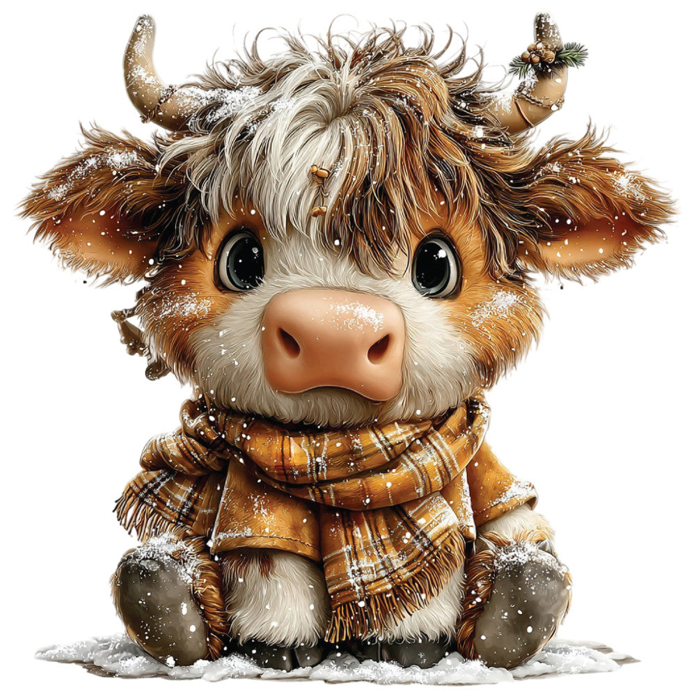 Christmas Highland Cow Fabric Panel 35