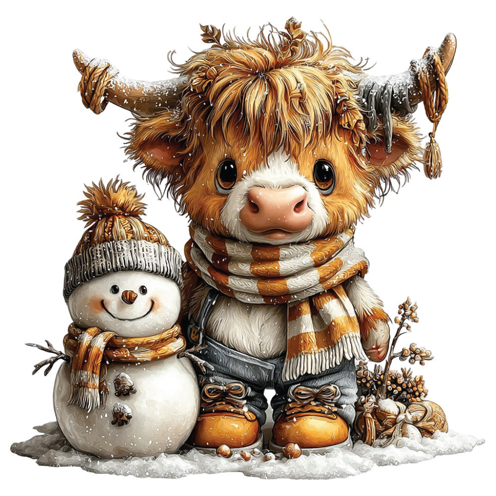 Christmas Highland Cow Fabric Panel 37