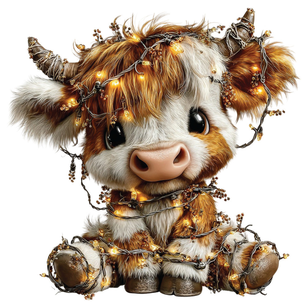 Christmas Highland Cow Fabric Panel 38