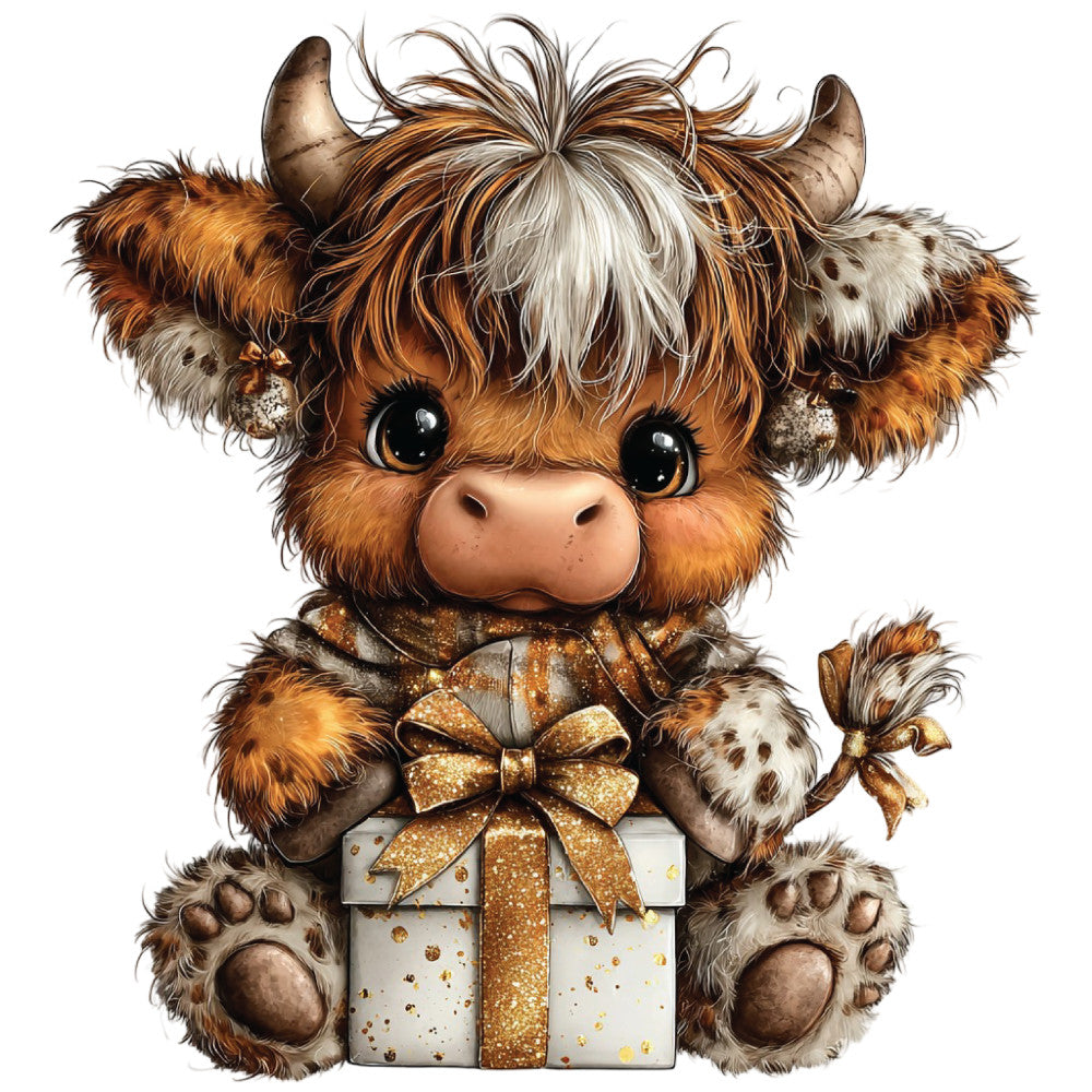 Christmas Highland Cow Fabric Panel 41