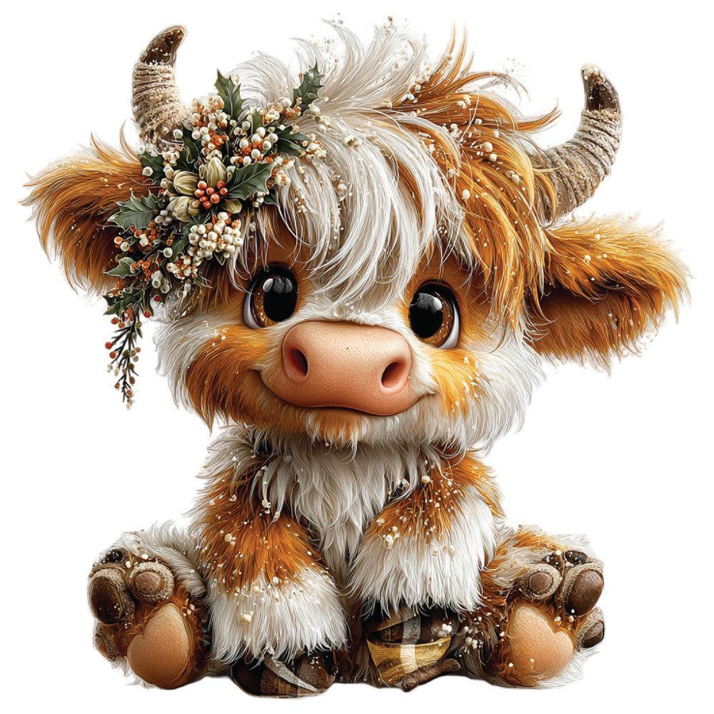 Christmas Highland Cow Fabric Panel 6