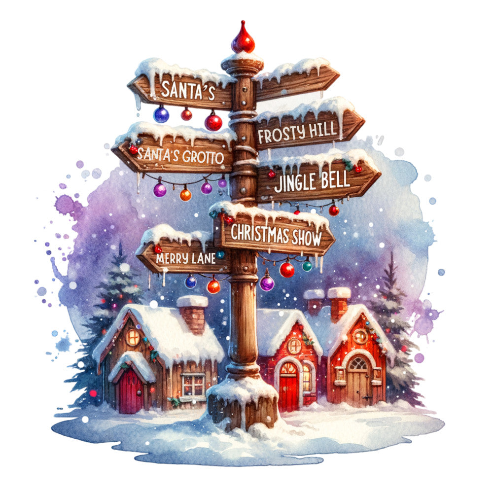 Christmas Signpost Fabric Panel 12 QuiltingFabricPanels