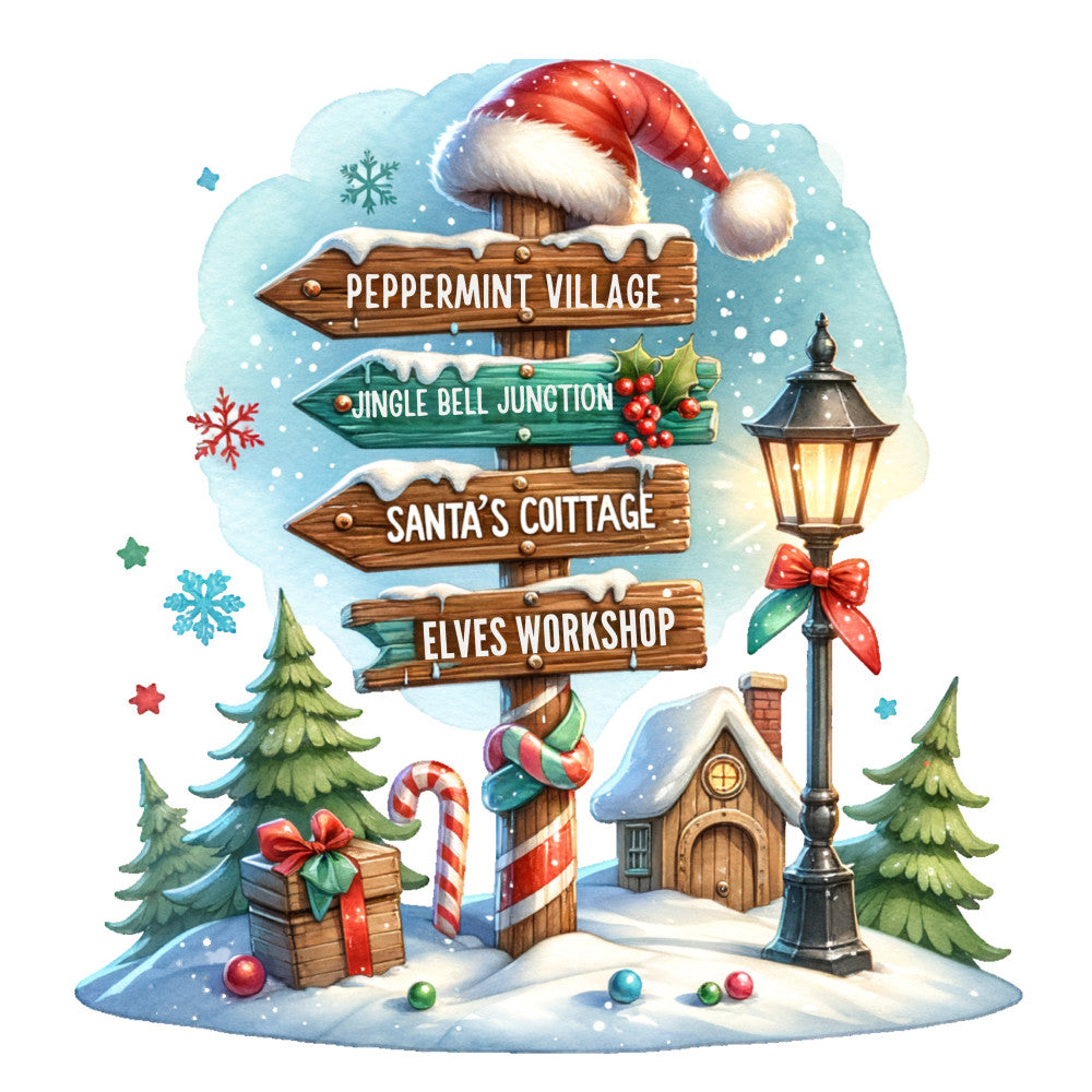 Christmas Signpost Fabric Panel 9 QuiltingFabricPanels