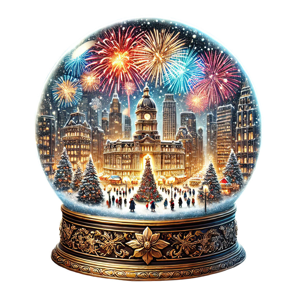 Christmas Snow Globes Fabric Panel 16