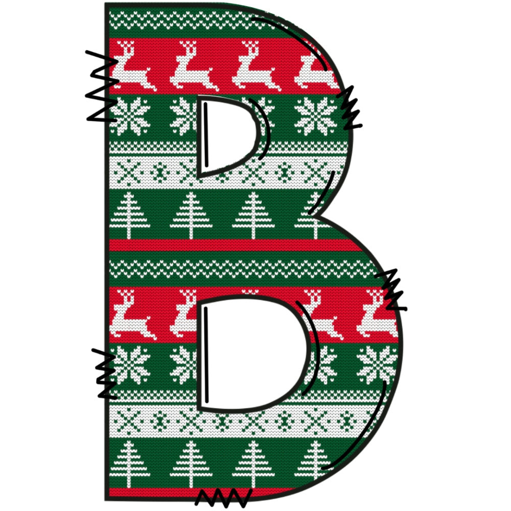 Christmas Sweaters Letter B Fabric Panel QuiltingFabricPanels
