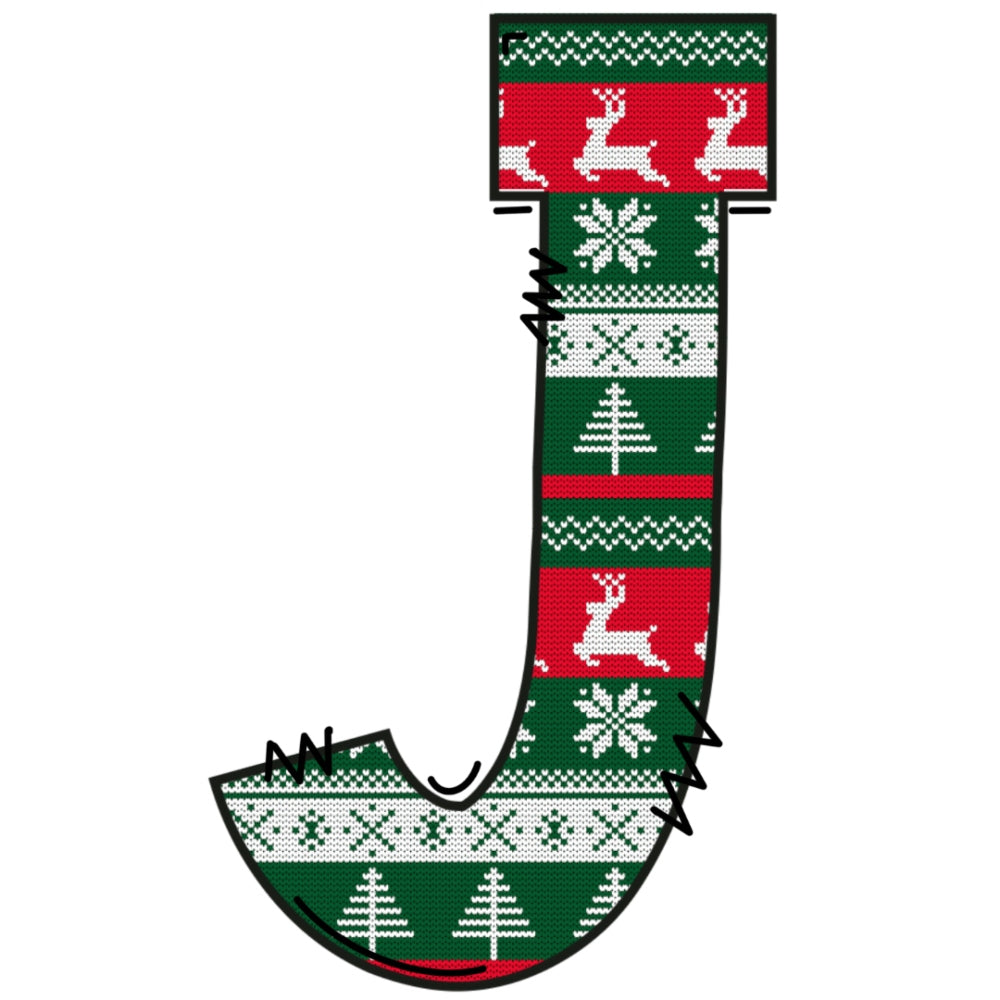 Christmas Sweaters Letter J Fabric Panel QuiltingFabricPanels
