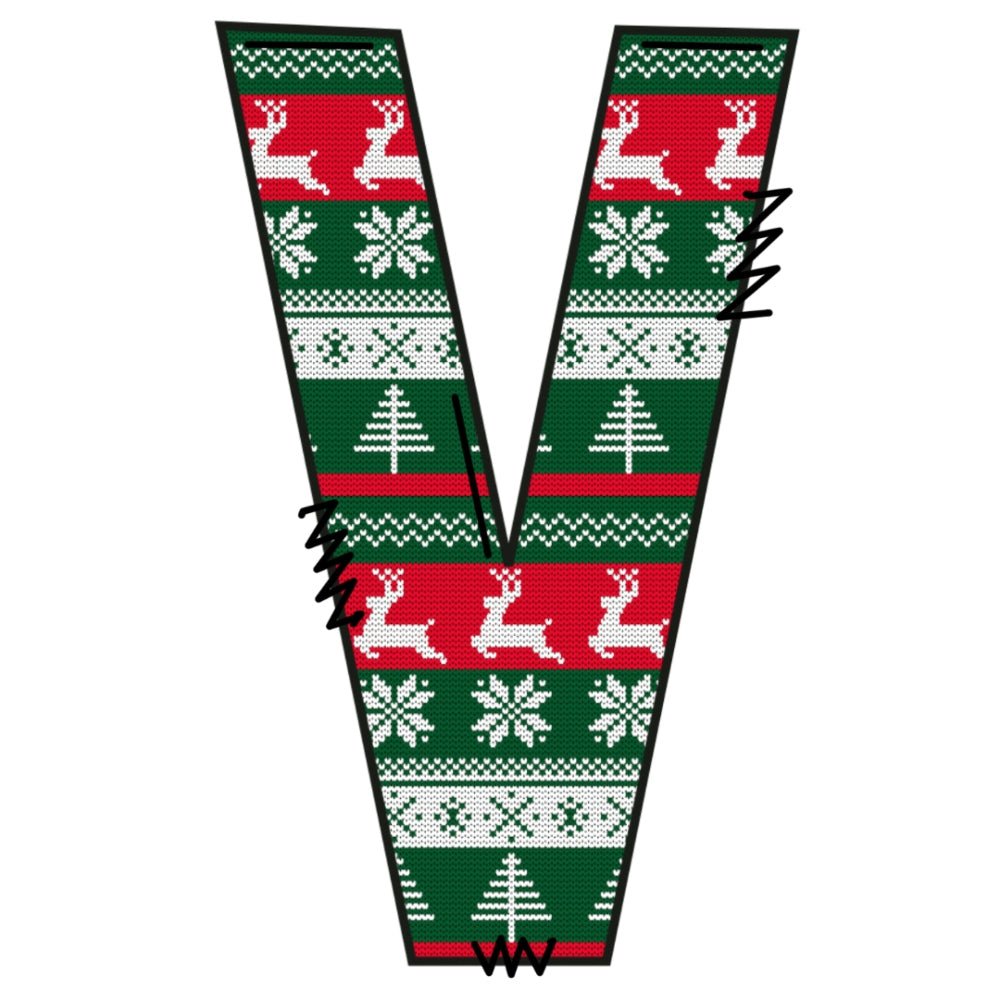 Christmas Sweaters Letter V Fabric Panel