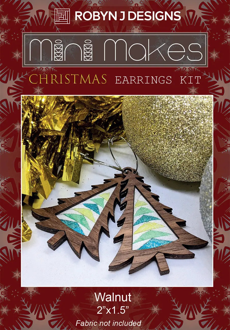 Christmas Tree Earring Walnut - Linda's Electric Quilters
