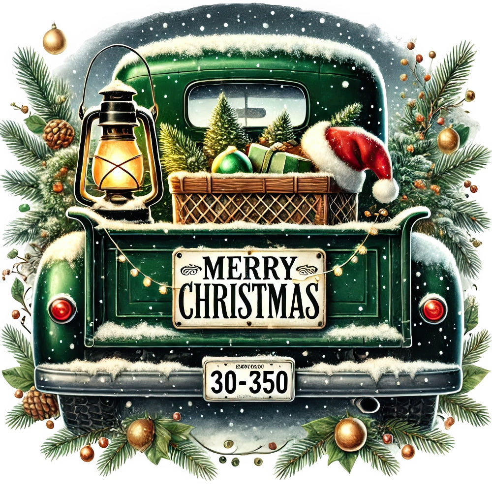 Christmas Trucks Fabric Panel 18 QuiltingFabricPanels