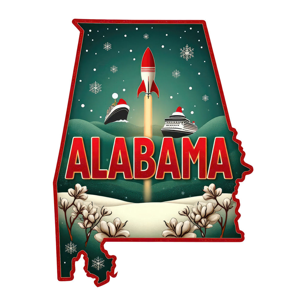 Christmas US States Fabric Panel 50