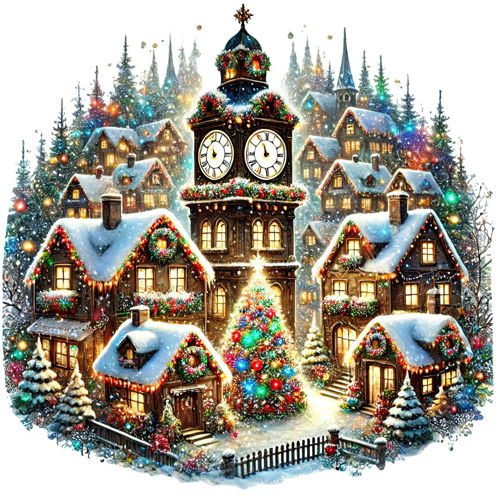 Christmas Villages Fabric Panel 28 QuiltingFabricPanels