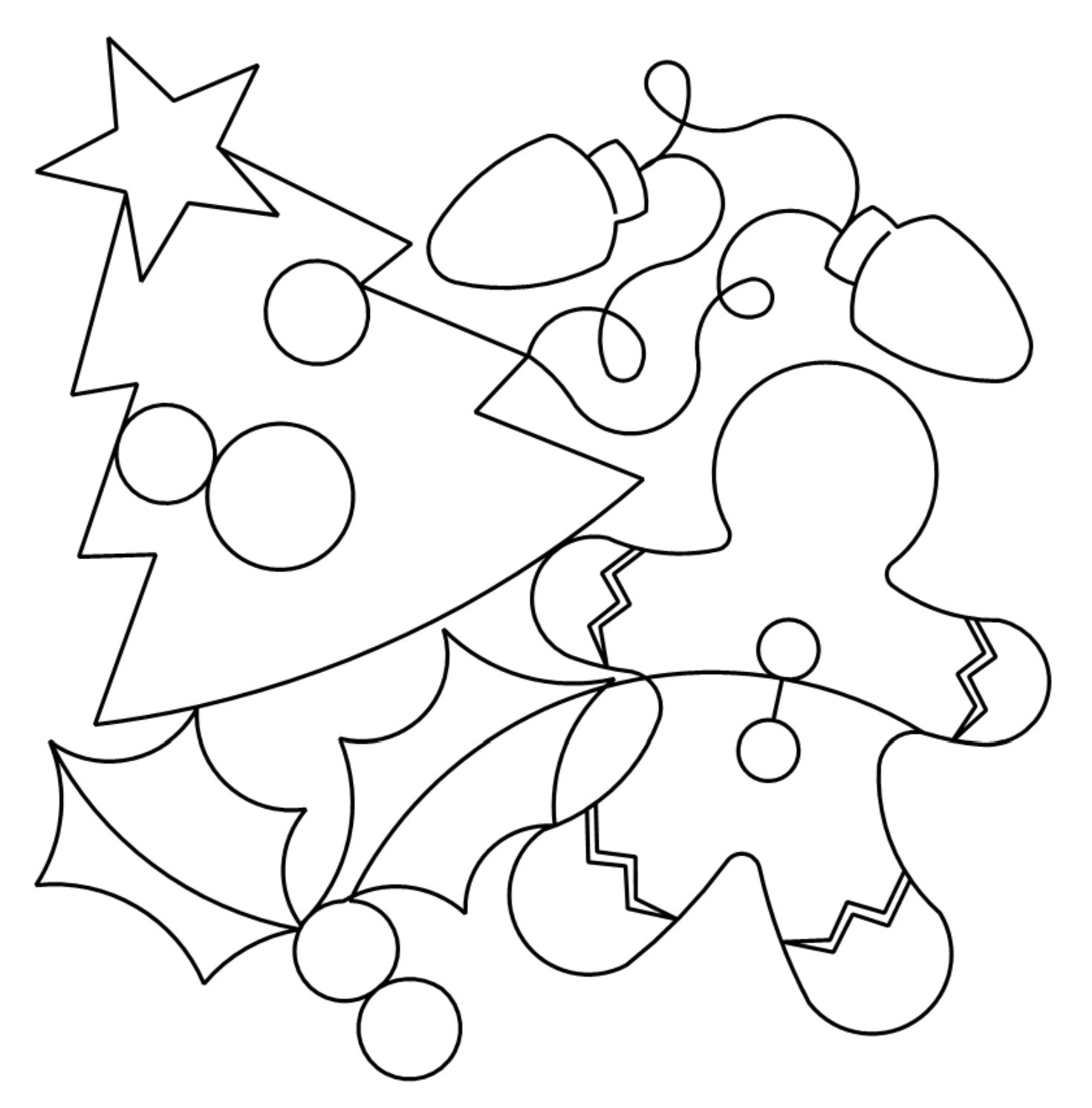 Christmas Whimsey Digital E2E Wildflower Quilting Pantograph Close Up