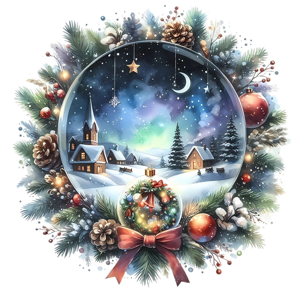 Christmas Winter Scene 10 Fabric Panel