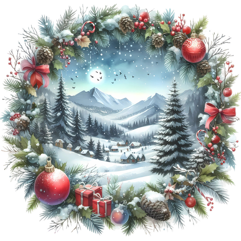 Christmas Winter Scene 11 Fabric Panel