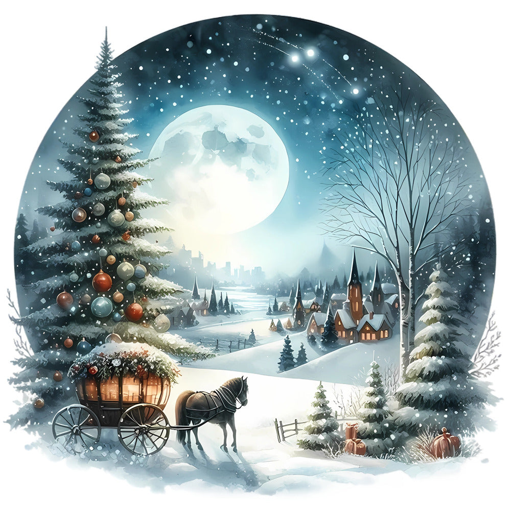 Christmas Winter Scene 25 Fabric Panel QuiltingFabricPanels