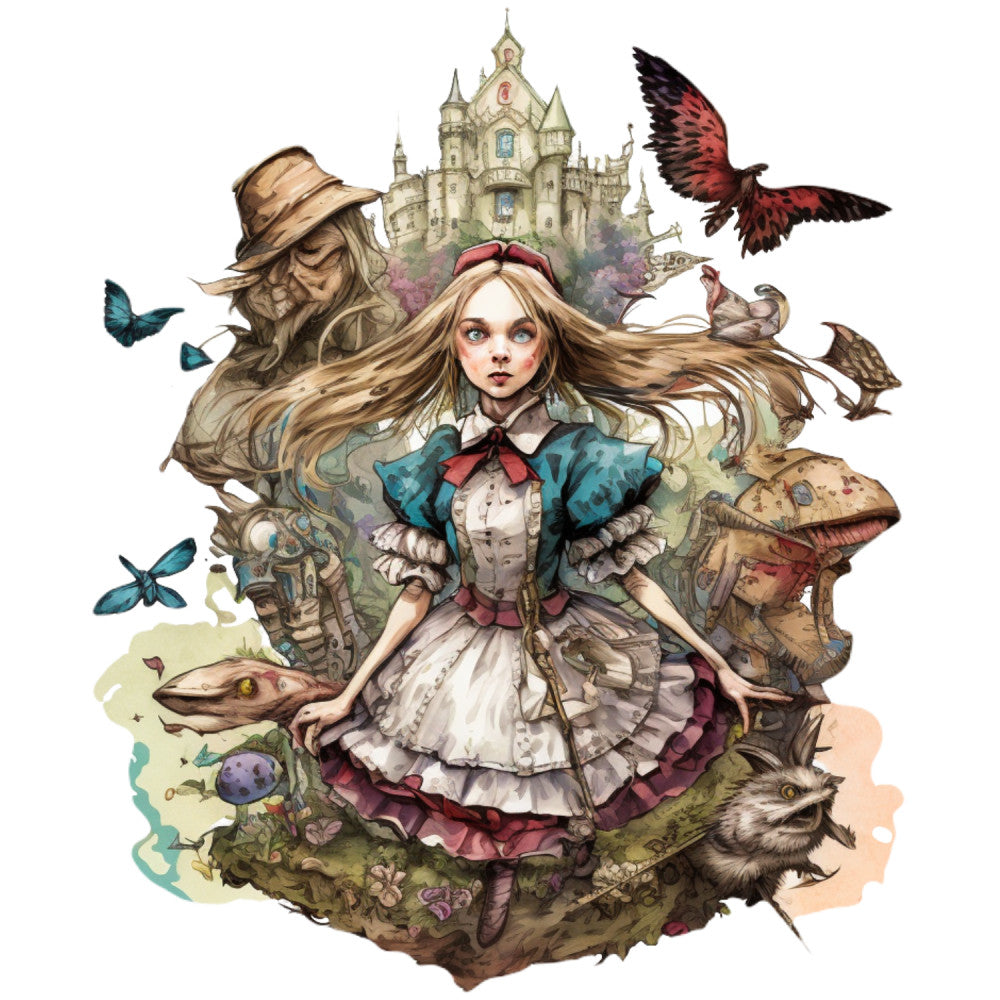 Classic Alice in Wonderland Fabric Panel 1 QuiltingFabricPanels