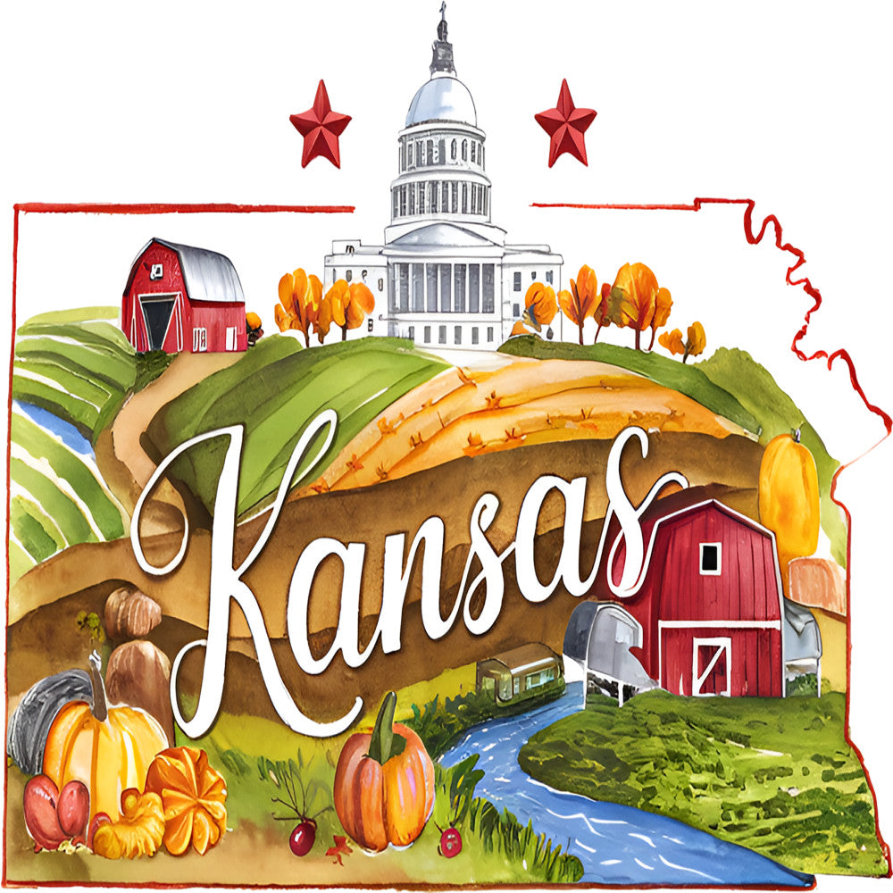 Classic US States Fabric Panel 33