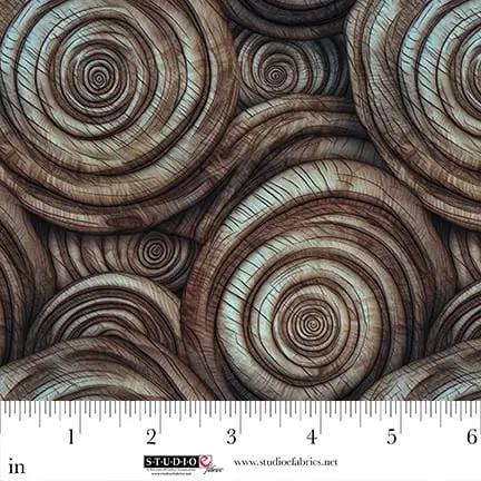 Coffee Wood Grain Coils Out of the Woodwork Cotton 44"/45" Fabric Per Yard Studio E Fabrics