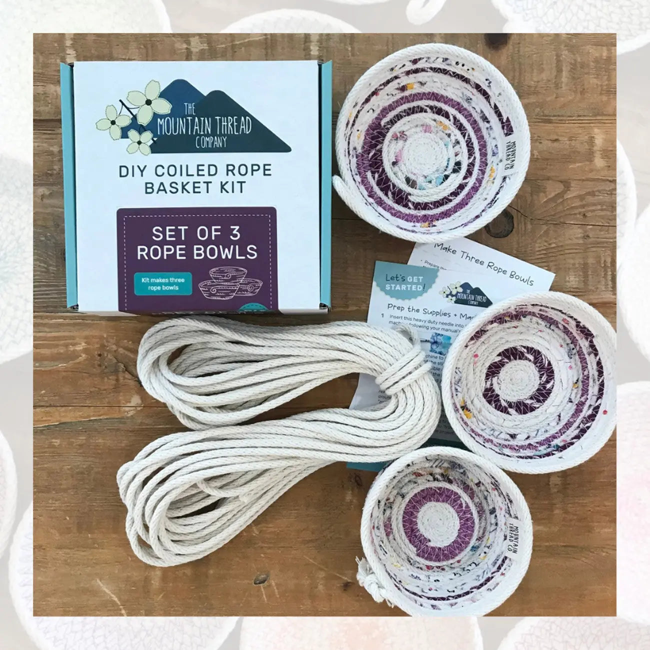 Coiled Rope Basket Kit Set of 3 Bowls - Linda's Electric Quilters