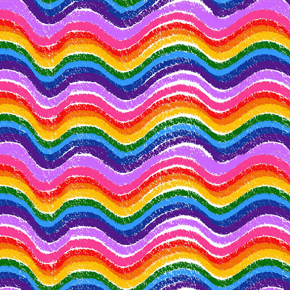 Color My World - Rainbow Wave 44" / 45" Fabric Per Yard