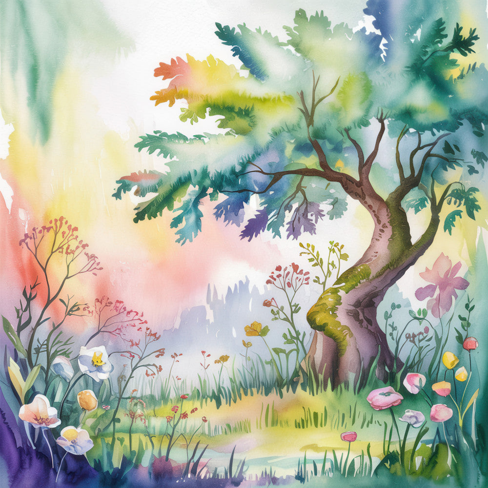 Colorful Woodland Fabric Panel 1