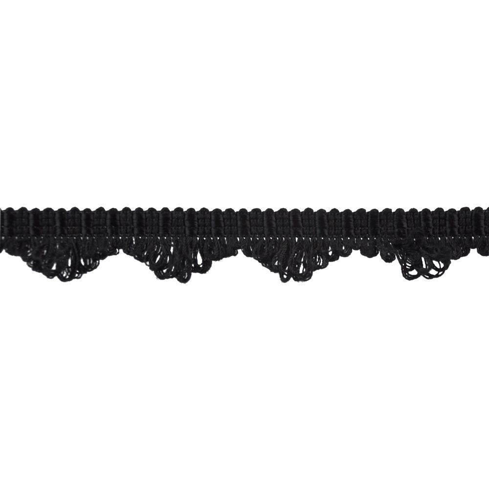 Colors Collection - 1" width Looped Border Fringe (25 Yard Roll) - BR-7004-02 Black