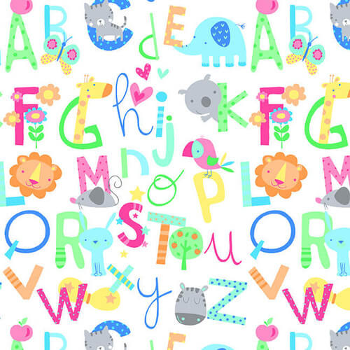 A.E. Nathan Comfy Flannel alphabet and animals cotton flannel by the yard