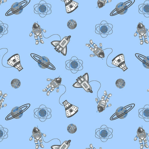 Comfy Flannel - Astronauts and Spaceships 44"/45" Cotton Flannel Fabric per yard