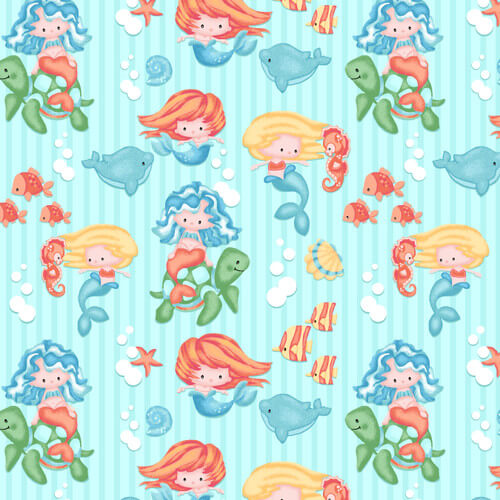 Comfy Flannel - Mermaids 44"/45" Cotton Flannel Fabric per yard