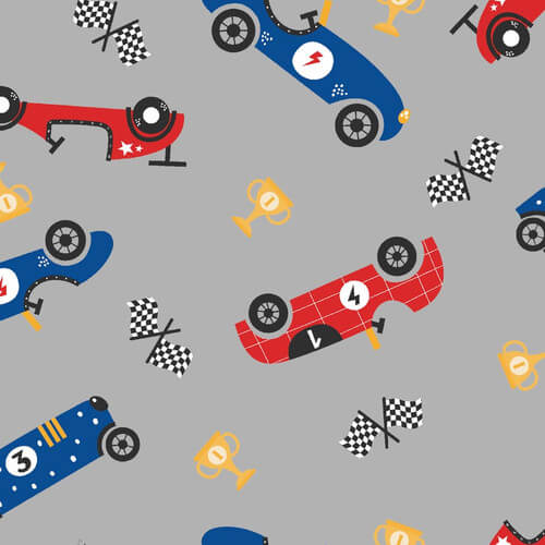 Comfy Flannel - Racecars 44"/45" Cotton Flannel Fabric per yard