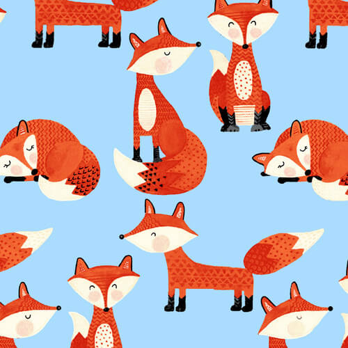 Comfy Flannel - Tossed Foxes 44"/45" Cotton Flannel Fabric per yard