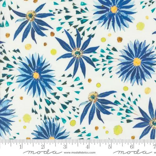 Coming Up Roses Florals Watercolor Blue 44"/45" Fabric Per Yard Moda Fabrics & Supplies