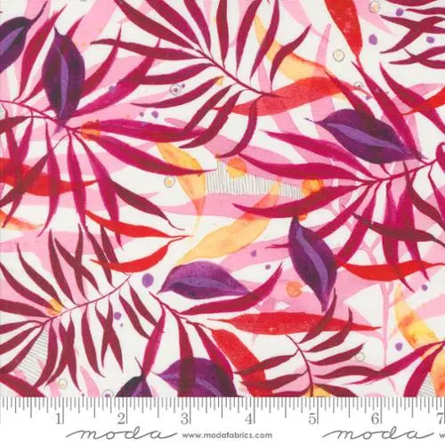 Coming Up Roses Leaf Watercolor Pink 44"/45" Fabric Per Yard Moda Fabrics & Supplies
