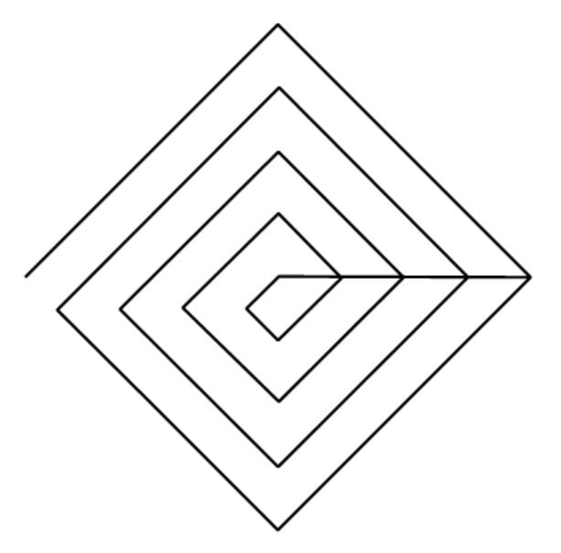 Concentric Squares Alternating Digital E2E Wildflower Quilting Pantograph Close Up