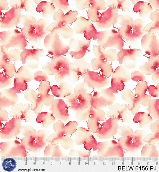 Coral / Peach Floral Butterfly Belle 108" BELW-6156-PJ Cotton Wideback Fabric Per Yard