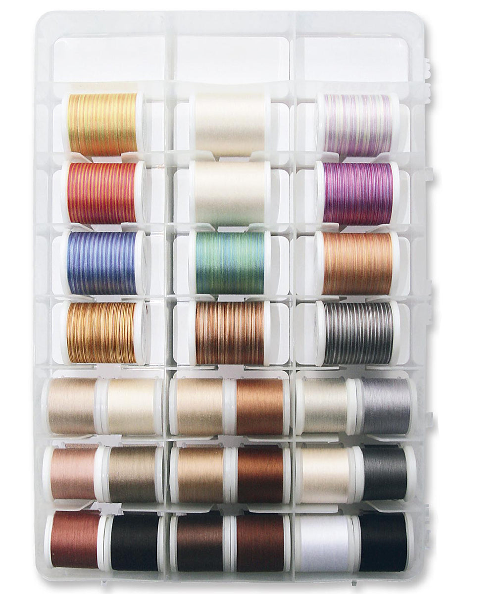 Cotona 30 - 200 & 400 Meter Assortment Box, 60 Solid Colors, 10 Variegated Colors